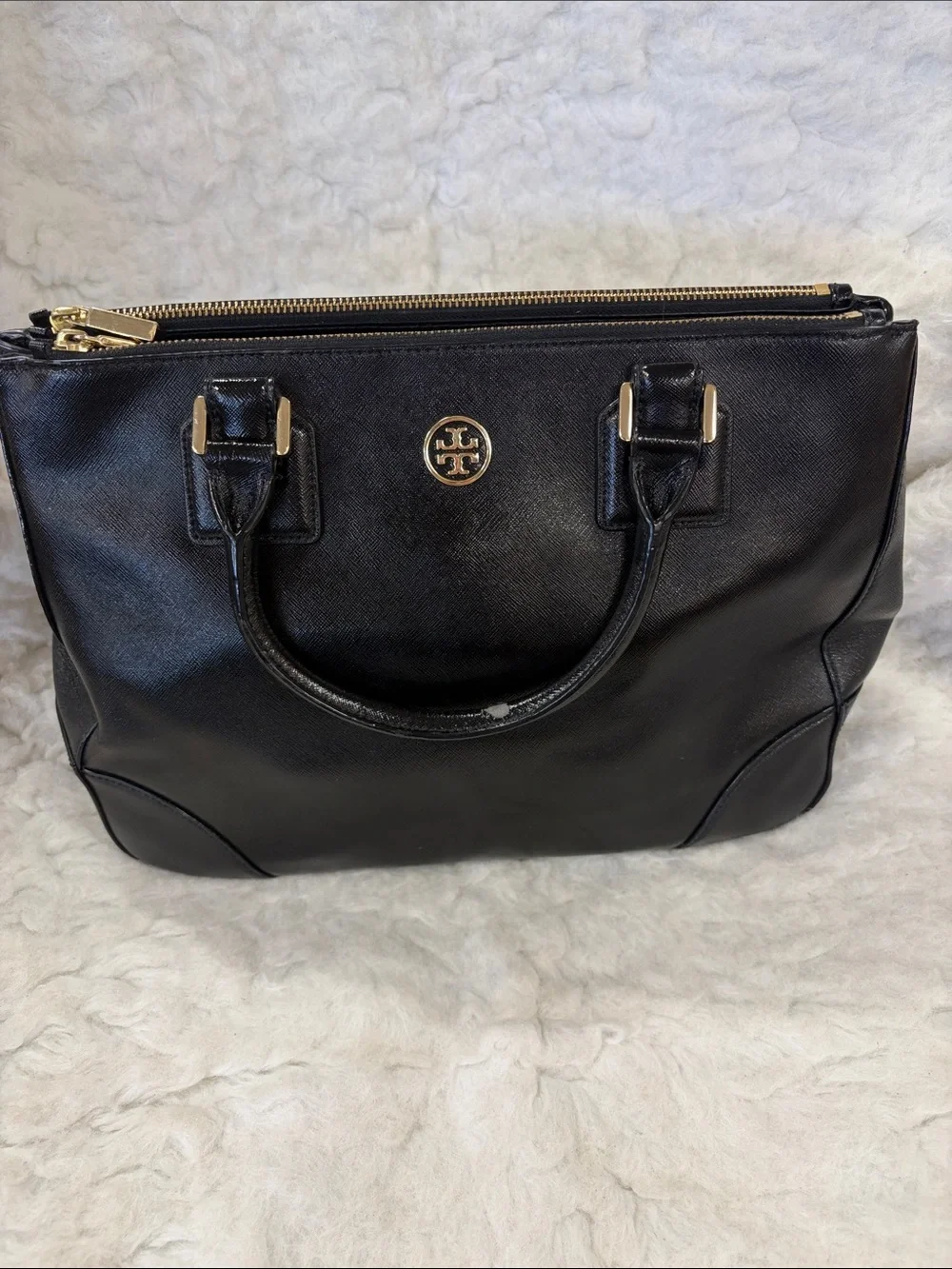Tory Burch Black Saffiano Leather Crossbody Satchel